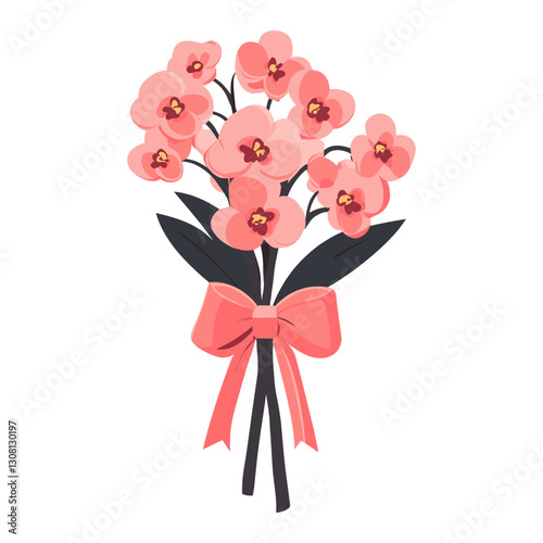 Orchid flower bouquet flowers art illustration vector