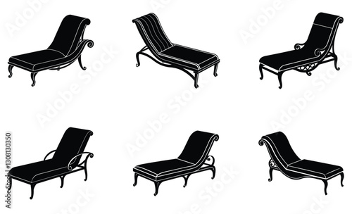Chaise Lounge silhouette vector