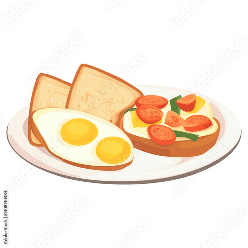 Brunch in a plate illustration toast food vector