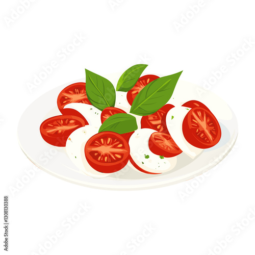 Caprese in a plate tomato dish art vector