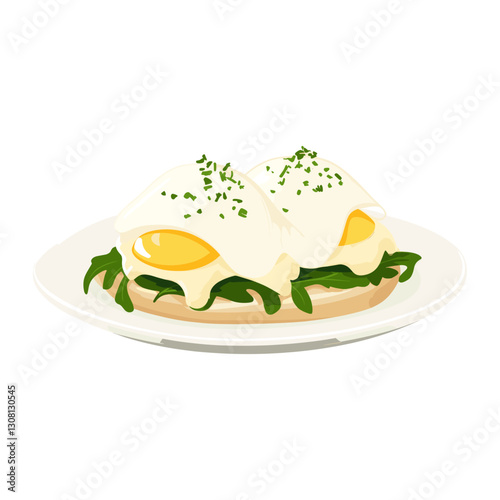 Egg benedict in a plate eggs illustration food vector