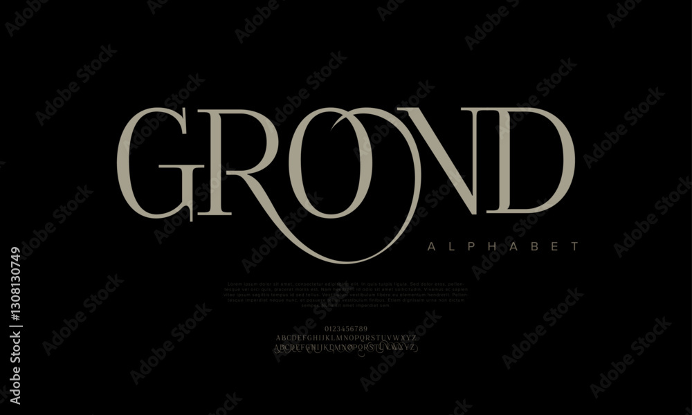 Grond Elegant Font Uppercase Lowercase And Number. Classic Lettering Minimal Fashion Designs. Typography modern serif fonts regular decorative vintage concept. vector illustration Grond Elegant Font Uppercase Lowercase And Number. Classic Lettering Minimal Fashion Designs. Typography modern serif fonts regular decorative vintage concept. vector illustration
