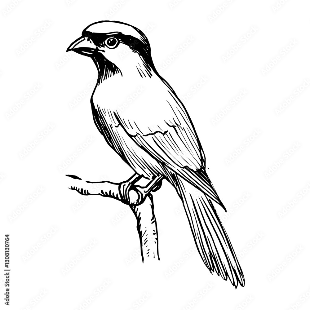 Fototapeta premium Parrot bird sketch drawing white vector