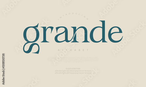 Grande Elegant Font Uppercase Lowercase And Number. Classic Lettering Minimal Fashion Designs. Typography modern serif fonts regular decorative vintage concept. vector illustration