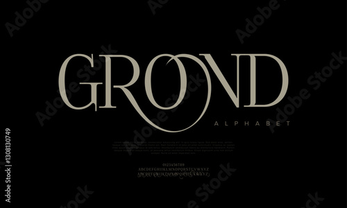 Grond Elegant Font Uppercase Lowercase And Number. Classic Lettering Minimal Fashion Designs. Typography modern serif fonts regular decorative vintage concept. vector illustration