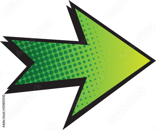 Comic green arrow left direction icon on a transparent background. Comic arrow png. Suitable for comic, pop art, and cartoon design element