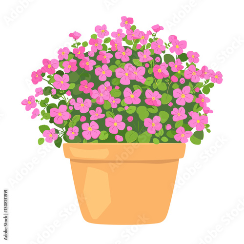 Potted plant pink alyssum flowers illustration potted potted plant vector