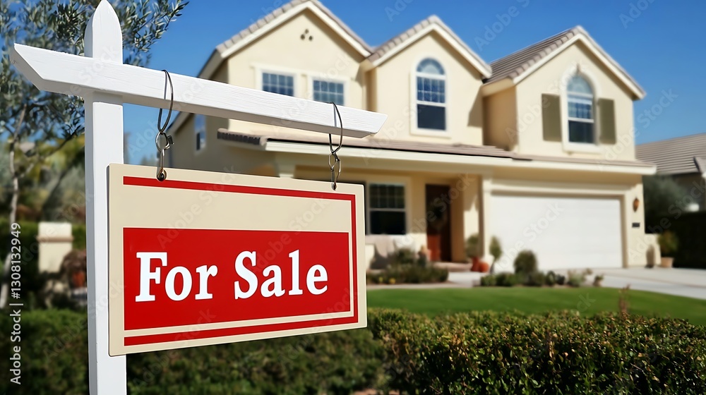 For Sale Sign in front of House For Sale Sign in front of House