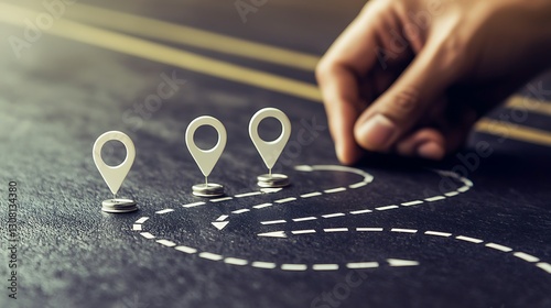 Hand placing marker on strategic route on board