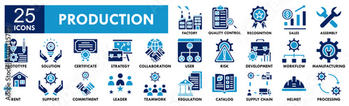 Production icon collection set. Containing design production, technology, industry, industrial
