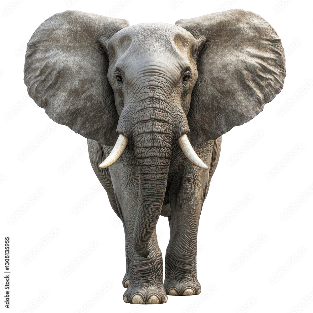 Fototapeta premium African Elephant isolated on white or transparent background 