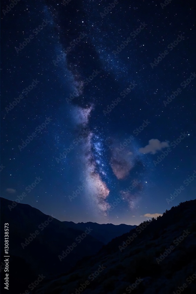 Obraz premium Dark night sky with glittering stars and Milky Way galaxy, space, galaxy, night