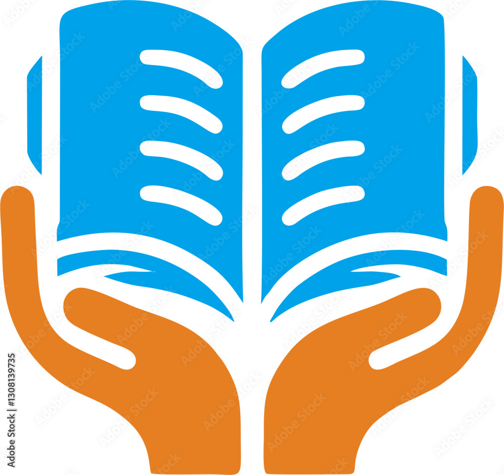 Modern open book and hand logo representing education, knowledge, and guidance in a clean and professional vector design Modern open book and hand logo representing education, knowledge, and guidance in a clean and professional vector design