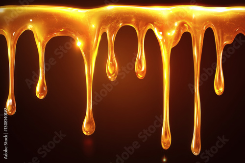 Viscous Amber Flow: A Glimpse into Liquid Golden Radiance Drips