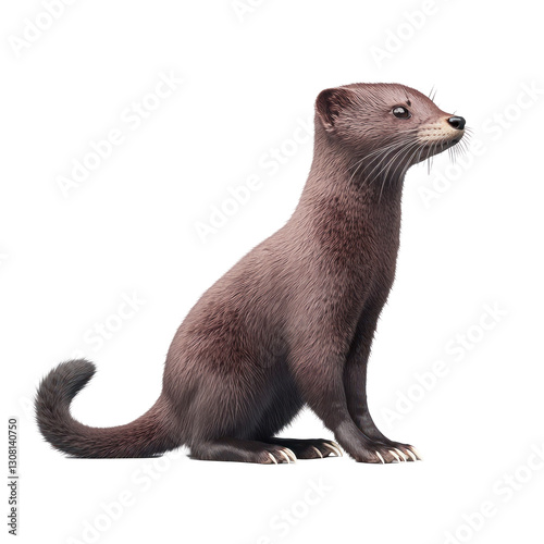 Mink isolated on white or transparent background 