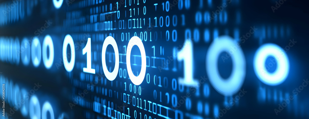 Obraz premium Digital code binary data stream