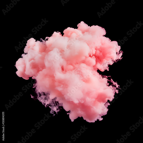 Dynamic pink smoke cloud display studio photography abstract art black background close-up view creative concept