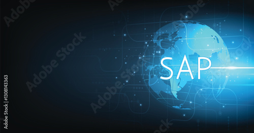 SAP concept. Program helps manage business to access information quickly accurately.