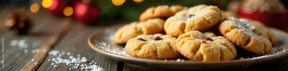 Shot of a plate filled with an assortment of crunchy nutmeg-spiced Christmas cookies, spices, holiday season Shot of a plate filled with an assortment of crunchy nutmeg-spiced Christmas cookies, spices, holiday season