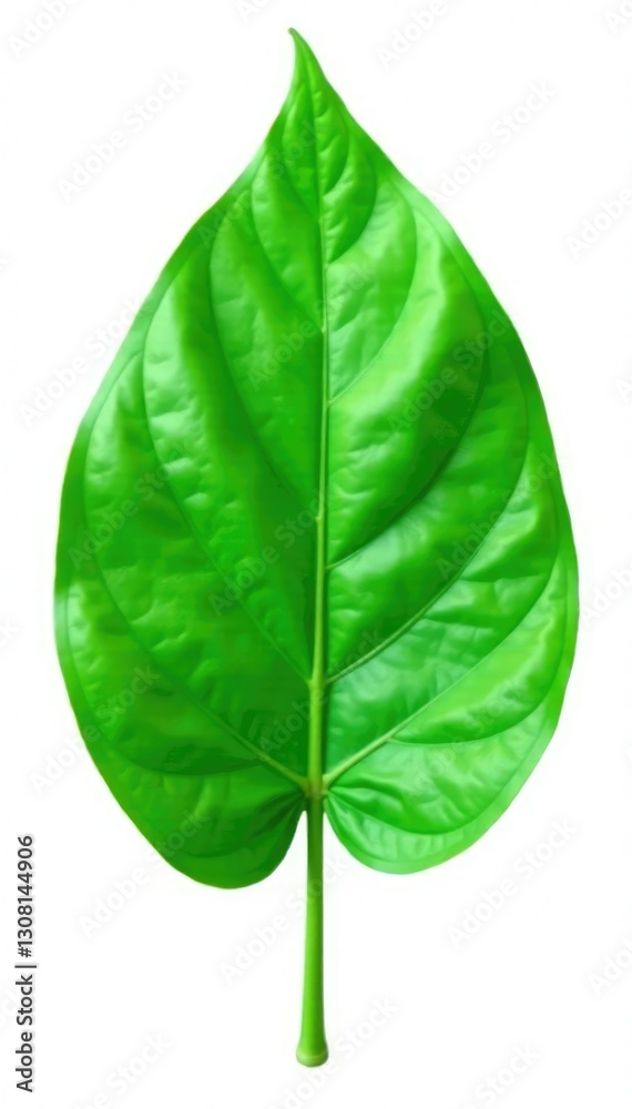 Fototapeta premium Simple isolated green leaf on white background, plant, foliage