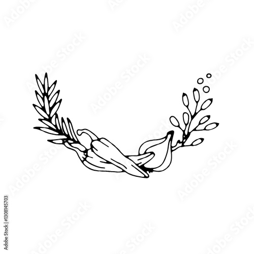 Elegant hand-drawn paper onion branches logo with a botanical touch. Perfect for organic brands, eco-friendly businesses, and minimalist designs.

