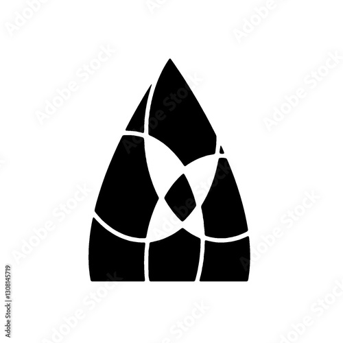 Geometric stained glass window logo with intricate details. Ideal for churches, architecture firms, and modern design projects.

