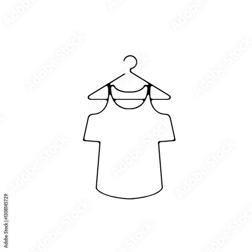 Minimalist shirt and hanger logo representing laundry, dry cleaning, or fashion businesses. Simple, clean, and modern design.

