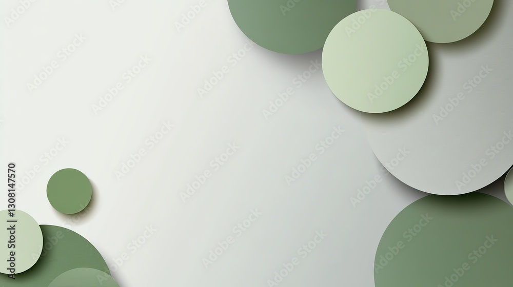 Geometric Shapes with Green and Gray Circles on a Minimalist Background, Creating Space for Text and Design Elements in a Modern Style Geometric Shapes with Green and Gray Circles on a Minimalist Background, Creating Space for Text and Design Elements in a Modern Style