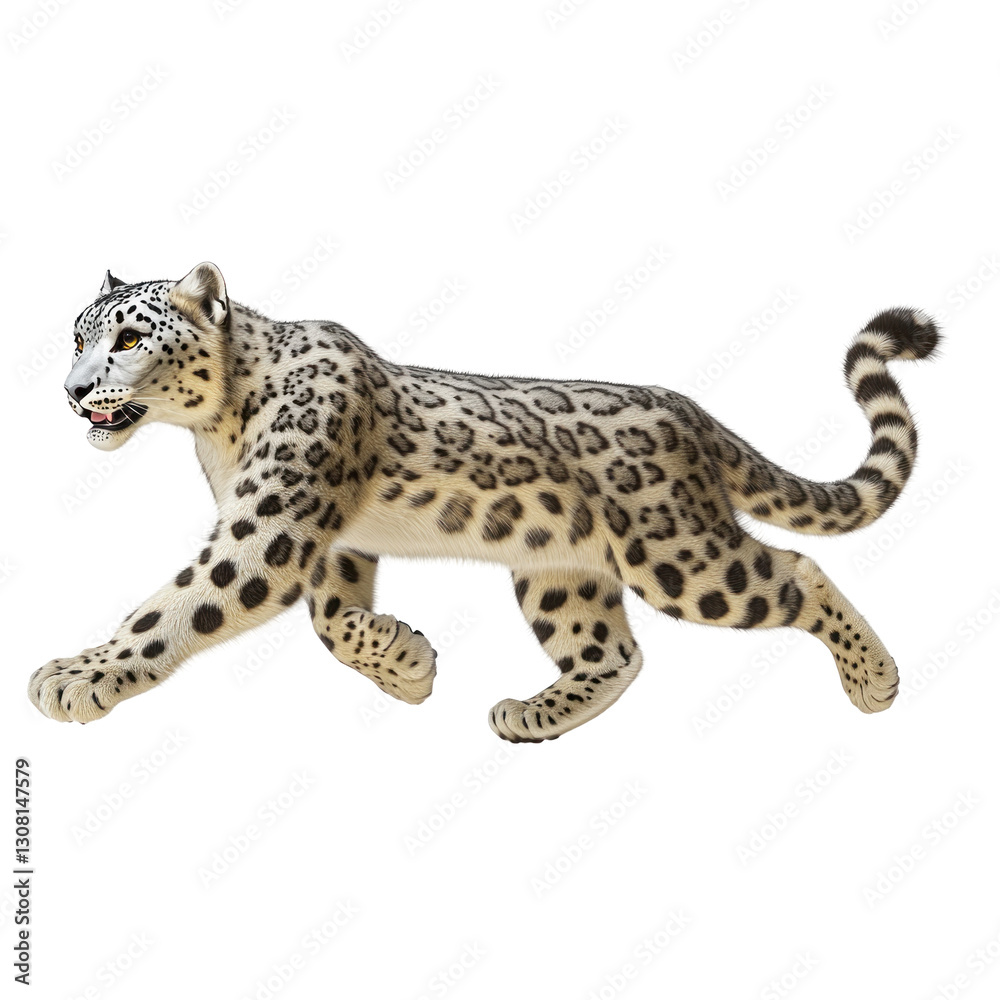 Fototapeta premium Snow Leopard isolated on white or transparent background 