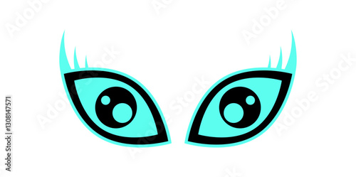 Y2K abstract eyes Shape. Modern symbol of fun character. Retro design element, flat aesthetic, trendy usage in streetwear and decoration.