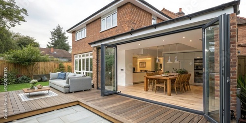 Modern House Extension: Minimalist Glass Doors & Open Plan Living - UK Contemporary Design