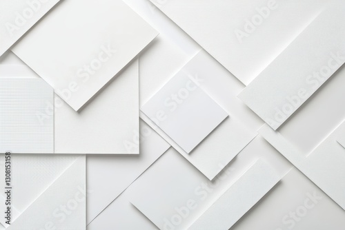 Wallpaper Mural An arrangement of various sheets of white paper, showcasing different textures and finishes. The composition highlights an artistic and minimalist aesthetic, ideal for backgrounds or design projects. Torontodigital.ca