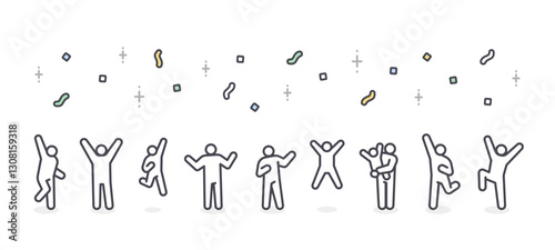 A simple illustration of a person expressing joy