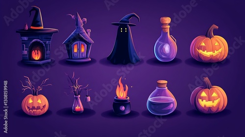 Halloween spooky objects collection