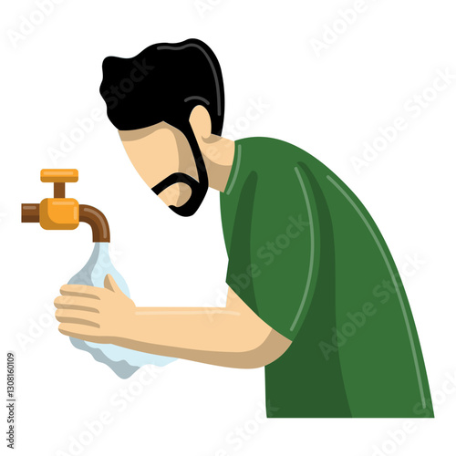 muslim islamic man doing ablution