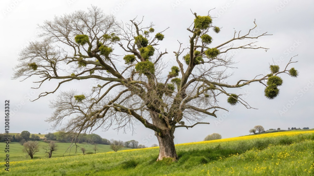 Obraz premium Spring Mistletoe Dead Tree Bokeh Photography - Ethereal Nature Image