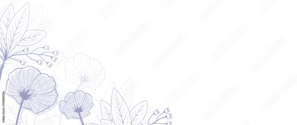 Botanical background with floral elements. Flower and leaf frame design template. Vector illustration