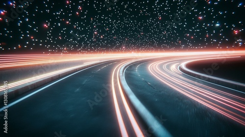 Wallpaper Mural Futuristic Highway  Neon Lights  Speed  Night Drive  AI  Technology Torontodigital.ca