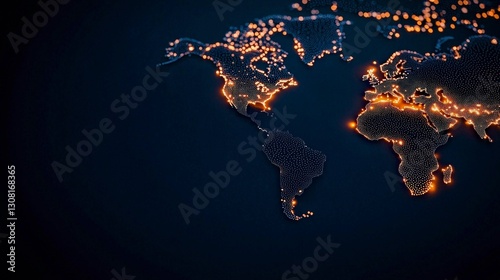 Global Network  Illuminated World Map  Connectivity  International Business  Technology  D