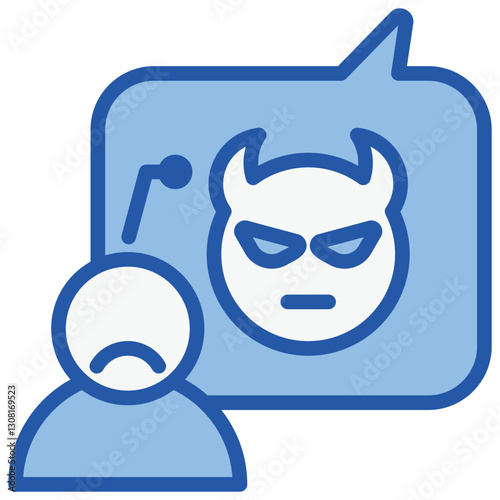 Demonization Blue White Icon