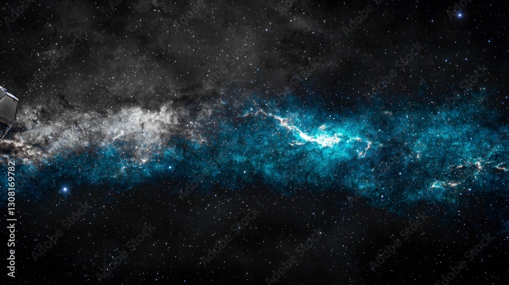 Fototapeta premium Satellite Orbiting Earth Stunning Space Nebula Background