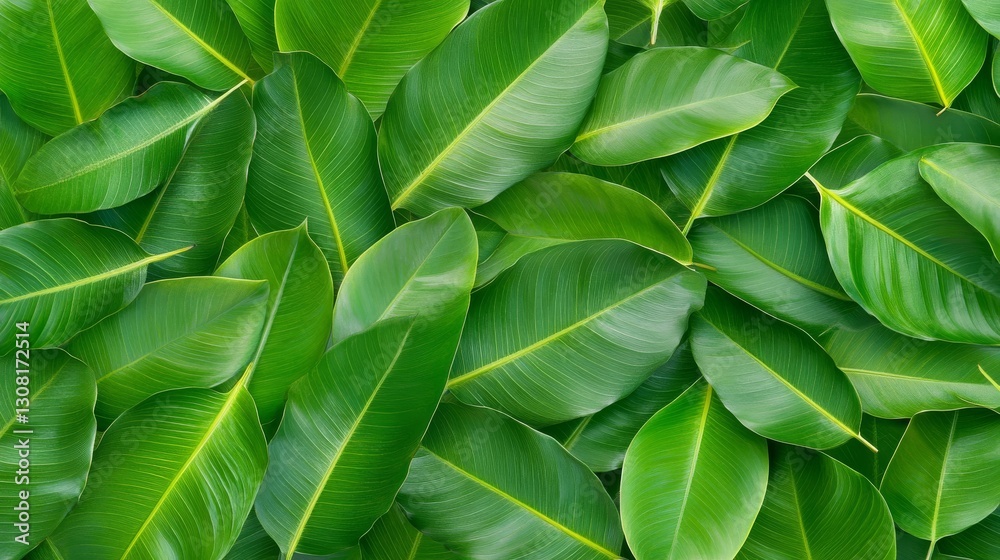 Fototapeta premium Lush green leaves, a closeup view of vibrant foliage in nature's embrace capturing the essence of natural beauty