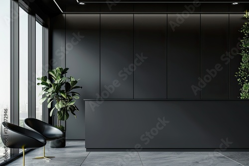High Resolution Picture of 3D Office Black Wall Logo Mockup