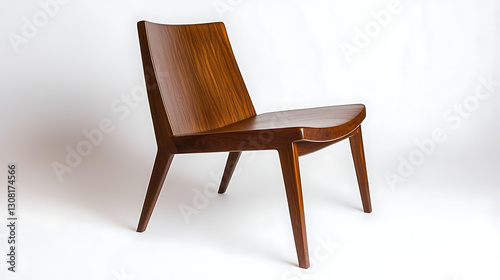 A wooden chair with a curved back and legs