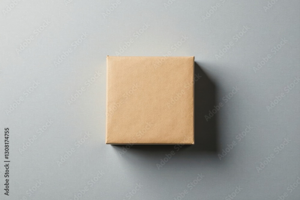 A simple brown package rests on a neutral background, ready for shipping or gifting. A simple brown package rests on a neutral background, ready for shipping or gifting.