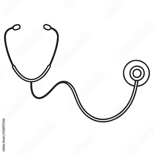 continuous one single black line art doodle drawing of minimalist line art of a stethoscope illustration