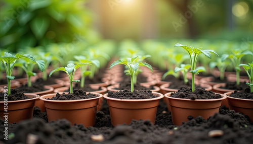 Wallpaper Mural Rows of Seedlings in Pots for Garden Planning and Sustainable Agriculture Blogs Torontodigital.ca