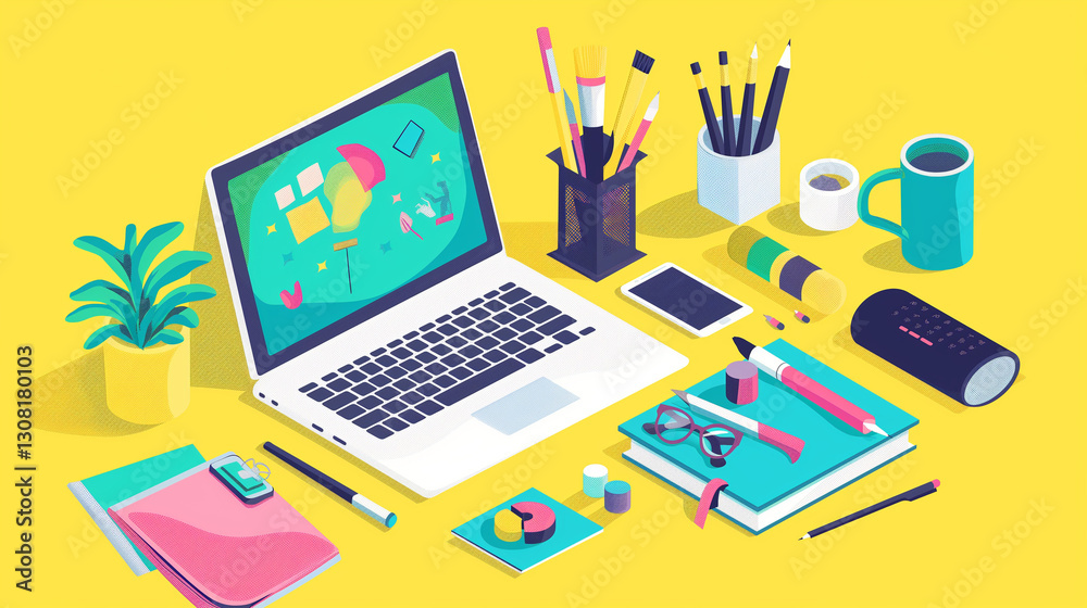 Creative Workspace Illustration - クリエイティブなワークスペースイラスト Creative Workspace Illustration - クリエイティブなワークスペースイラスト