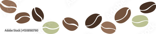 Abstract coffee beans flat design border illustration for decoration on coffee cafe, coffee drinks and restaurant.