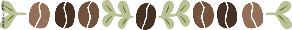 Abstract coffee beans and leaves flat design border illustration for decoration on coffee cafe, coffee drinks and restaurant. Abstract coffee beans and leaves flat design border illustration for decoration on coffee cafe, coffee drinks and restaurant.